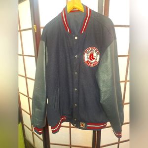 Retro Boston Red sox reversible leather wool coat, 2X
